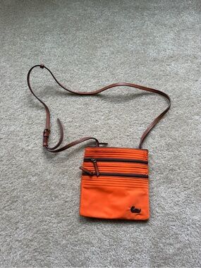Dooney & Bourke Orange Nylon Triple Zip Crossbody